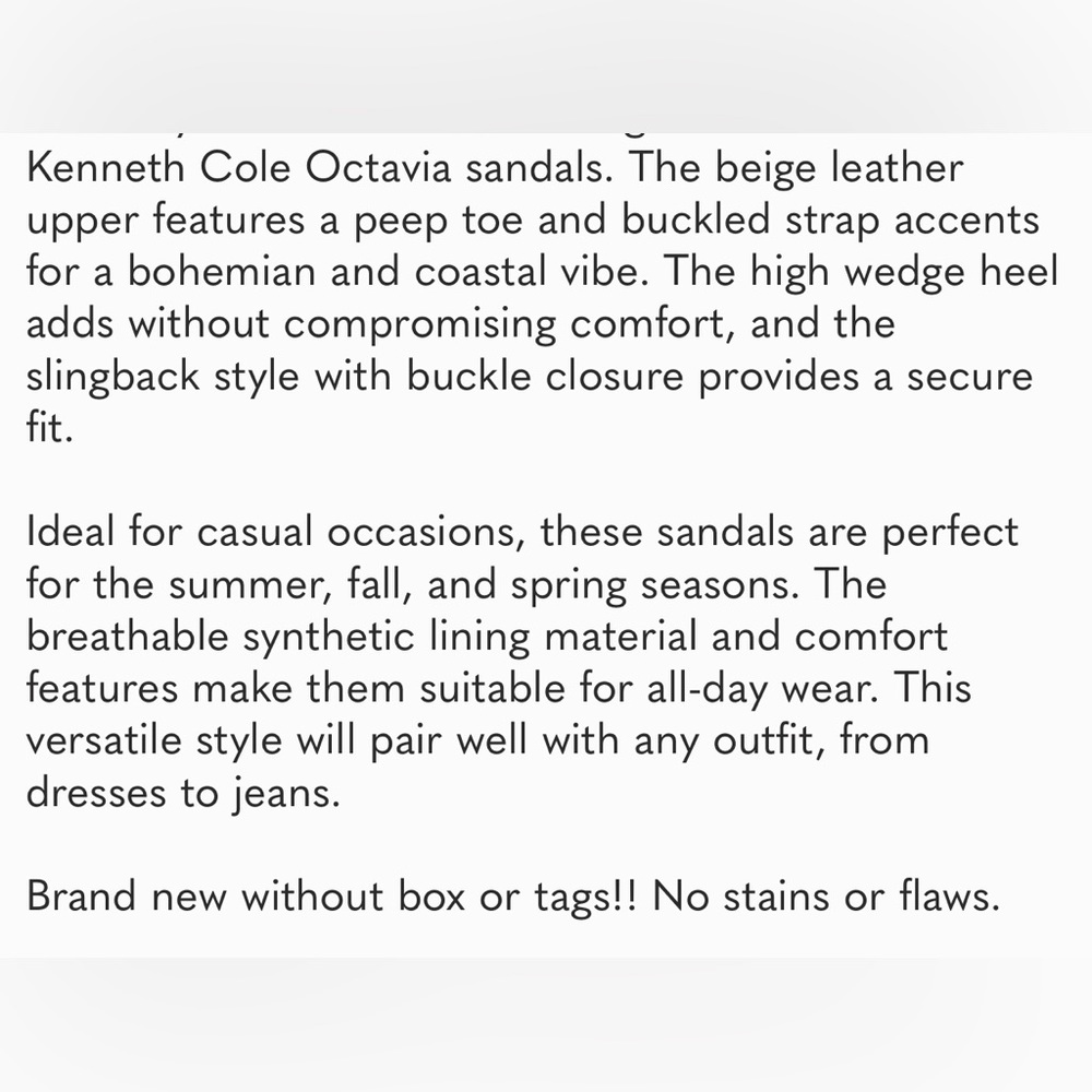 Kenneth Cole Women’s 10M Octavia Ankle Wedge Beige Suede Leather Peep Toe - Picture 9 of 9